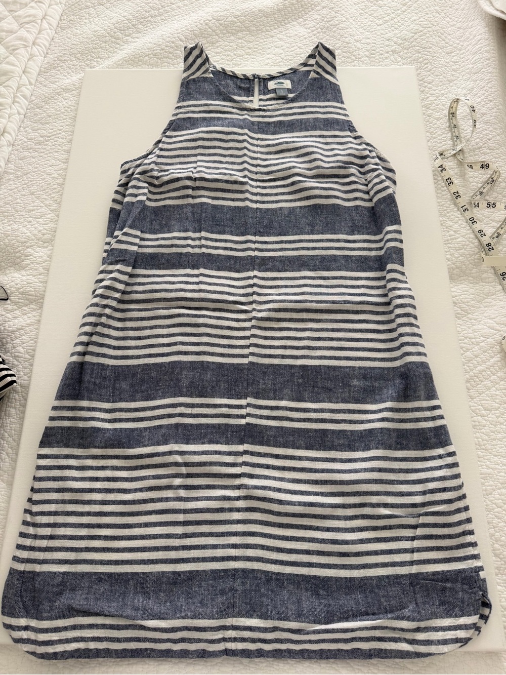 Old Navy Blue and White Striped Sleeveless Shift Dress